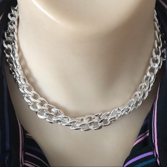silver double chain necklace. 12-15”. NWT - Picture 1 of 4